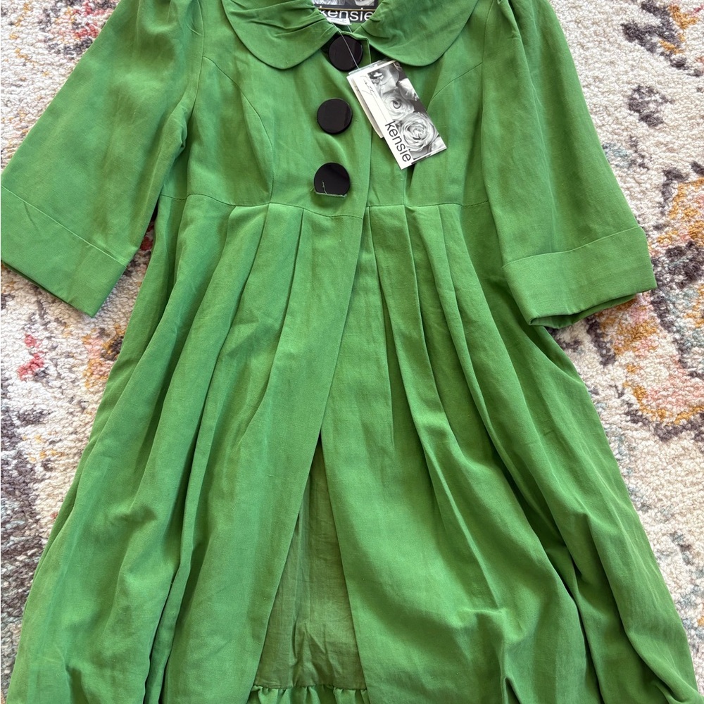 Kensie Green Dress with Black Buttons